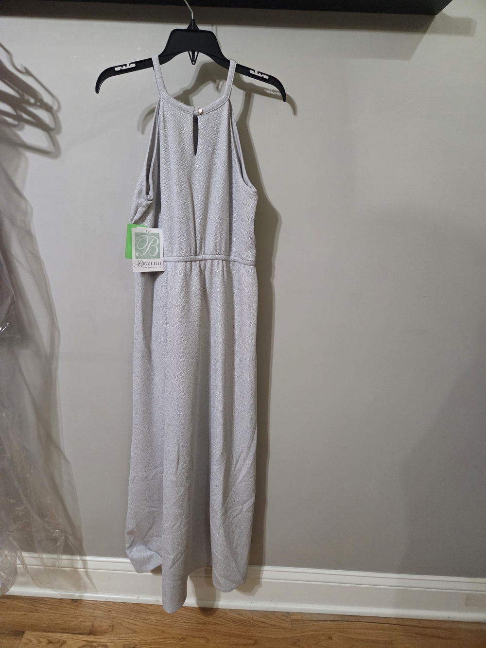 Bonnie Jean Silver High-Low Sparkle Bow Dress High Low - Picture 6 of 6